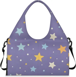 Gym Bag for Women Star Themed Duffel Bag with Shoe Compartment and Yoga Mat Holder Portable Weekender Bags Travel Tote Bags
