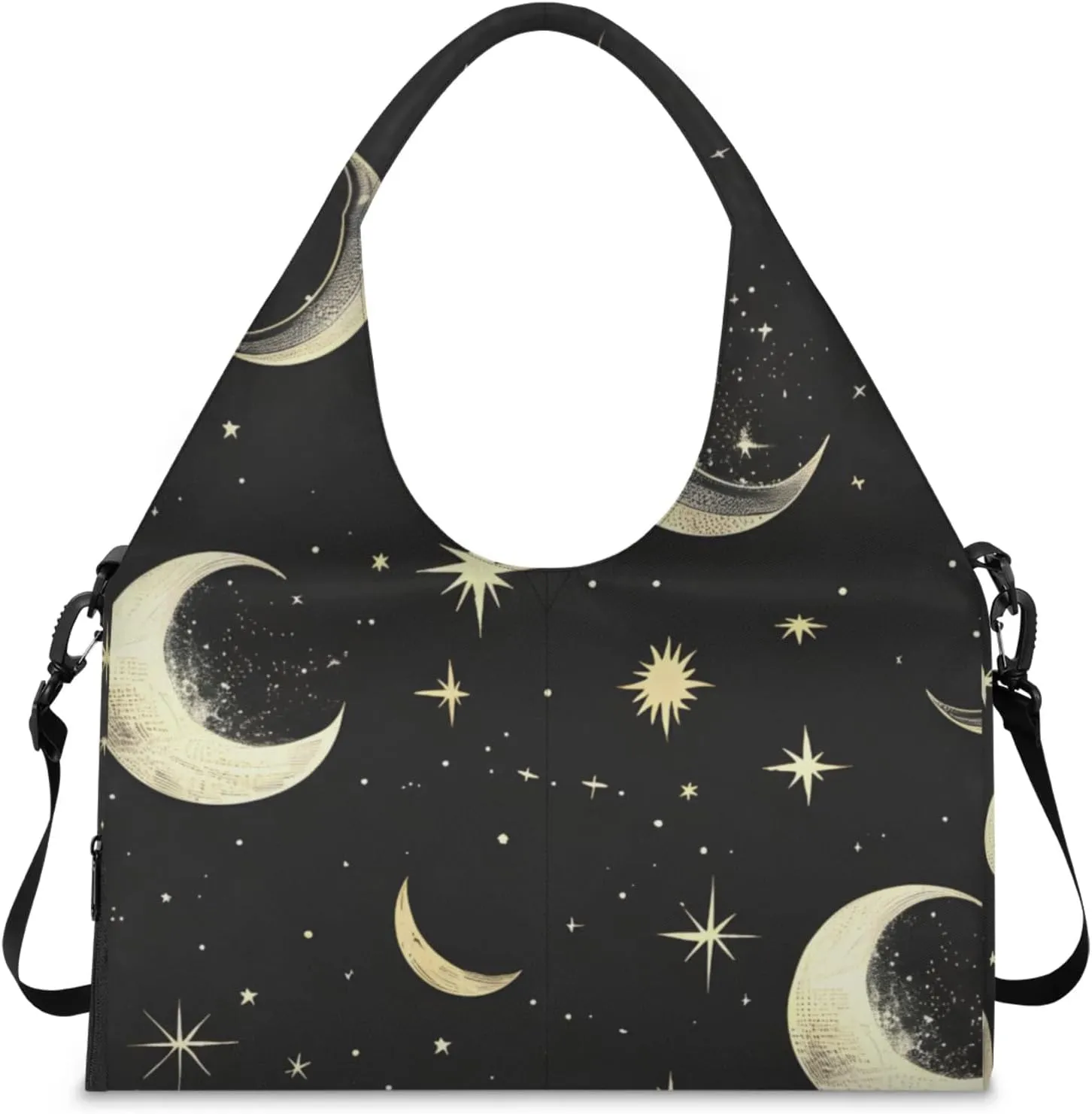 Gym Bag for Women Stars Moon Duffel Bag with Shoe Compartment and Yoga Mat Holder Portable Weekender Bags Travel Tote Bags