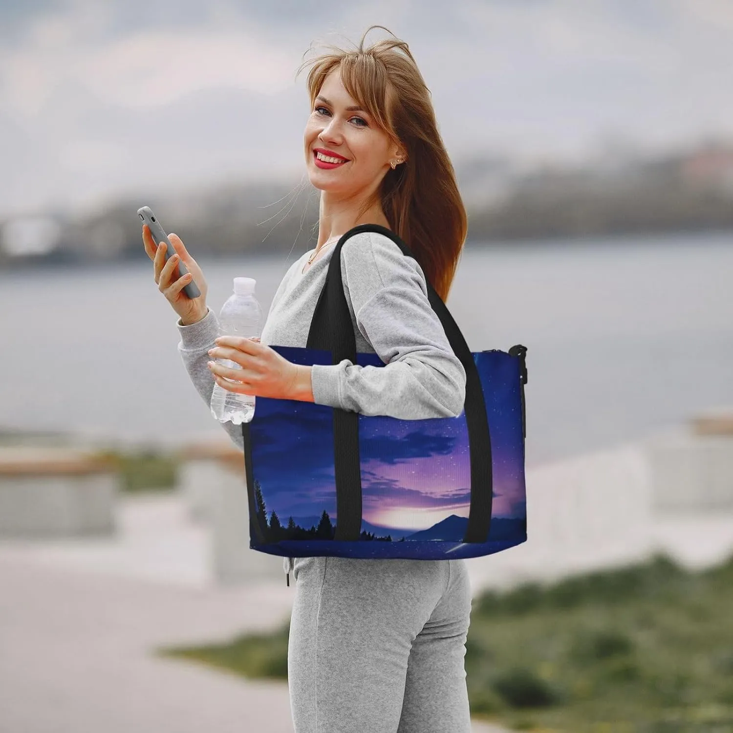 Gym Bag Night sky silhouette Duffel Bag for Men Women Travel Overnight Bag with Shoe Compartment Workout Bags