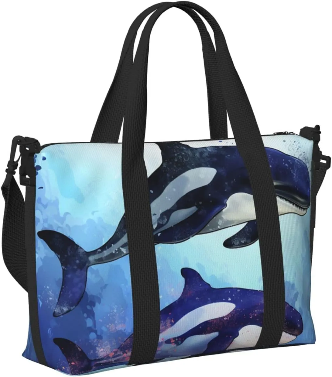 Gym Bag Orca Killer Whale Duffel Bag for Men Women Travel Overnight Bag with Shoe Compartment Workout Bags