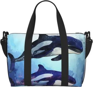Gym Bag Orca Killer Whale Duffel Bag for Men Women Travel Overnight Bag with Shoe Compartment Workout Bags