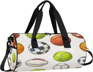Gym Bags for Men Women Balls Print Sports Duffel Bags Carry On Travel Duffle Bag with Detachable Adjustable Shoulder Strap Overnight Weekender Bag