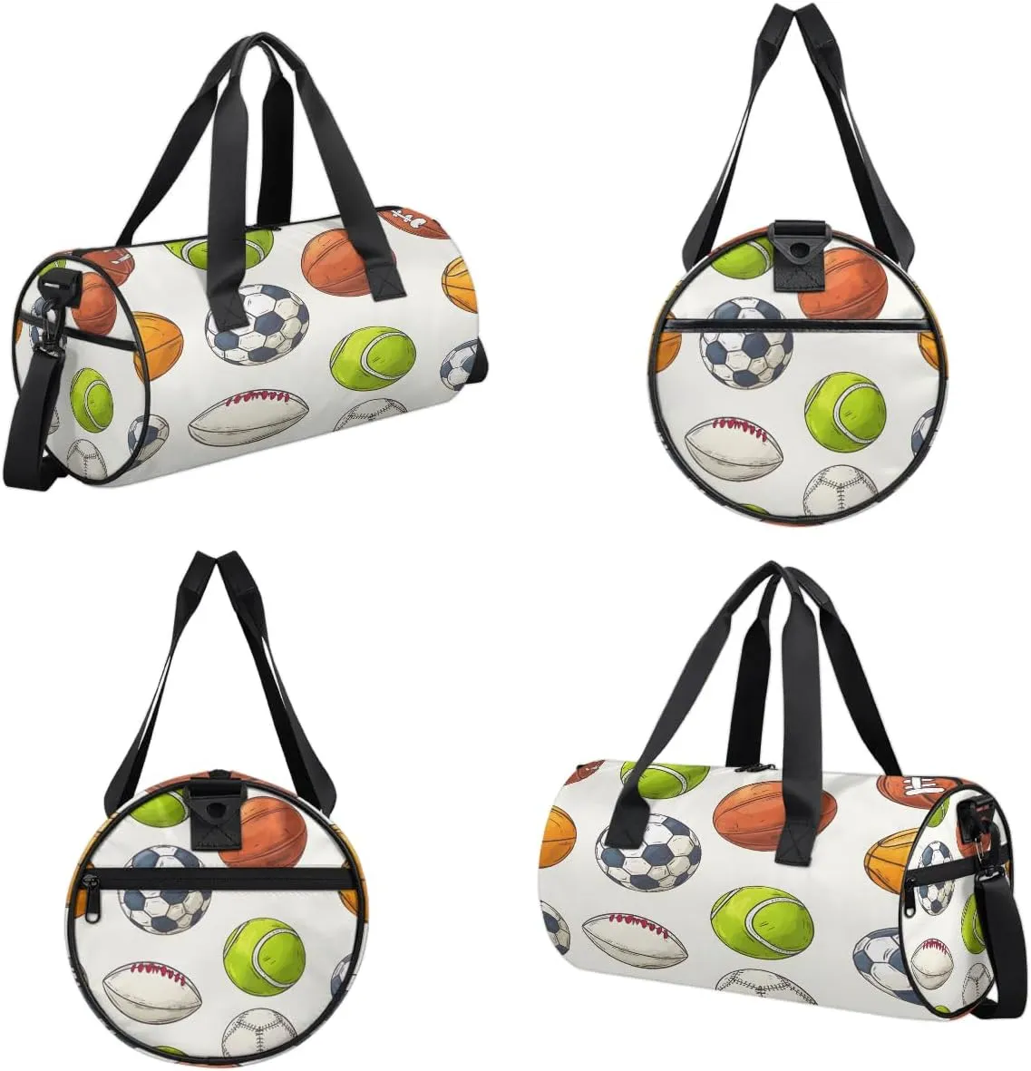 Gym Bags for Men Women Balls Print Sports Duffel Bags Carry On Travel Duffle Bag with Detachable Adjustable Shoulder Strap Overnight Weekender Bag