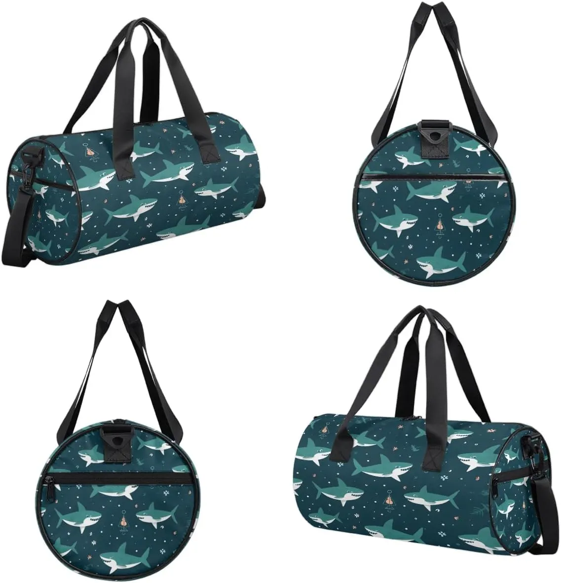 Gym Bags for Men Women Cute Shark Sports Duffel Bags Carry On Travel Duffle Bag with Detachable Adjustable Shoulder Strap Overnight Weekender Bag