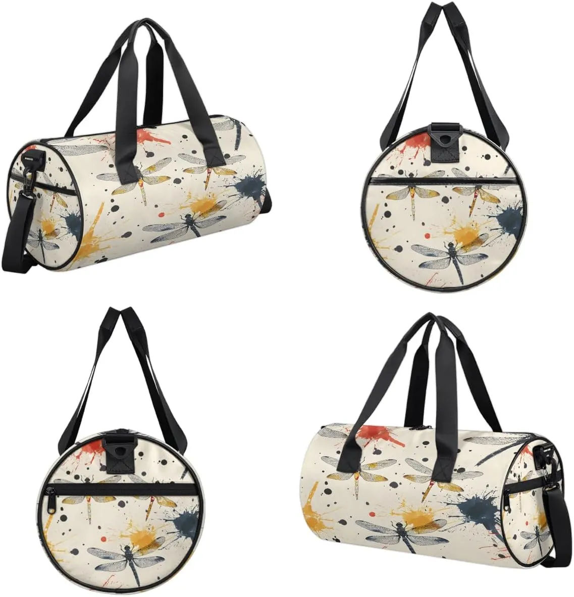 Gym Bags for Men Women Dragonfly Watercolor Sports Duffel Bags Carry On Travel Duffle Bag with Detachable Adjustable Shoulder Strap Overnight Weekender Bag