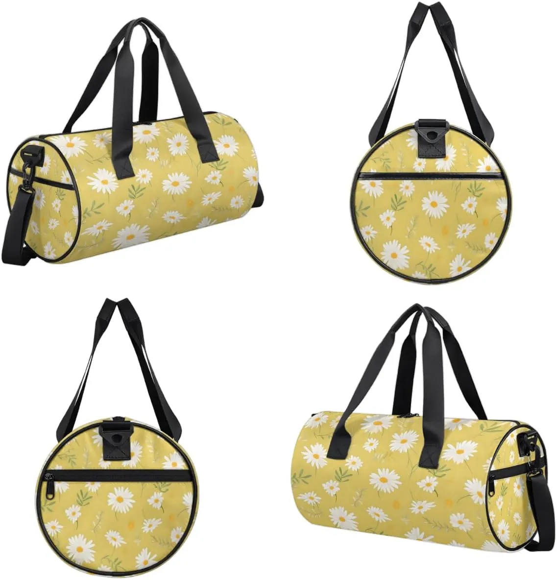 Gym Bags for Men Women Floral Daisy Bloom Sports Duffel Bags Carry On Travel Duffle Bag with Detachable Adjustable Shoulder Strap Overnight Weekender Bag