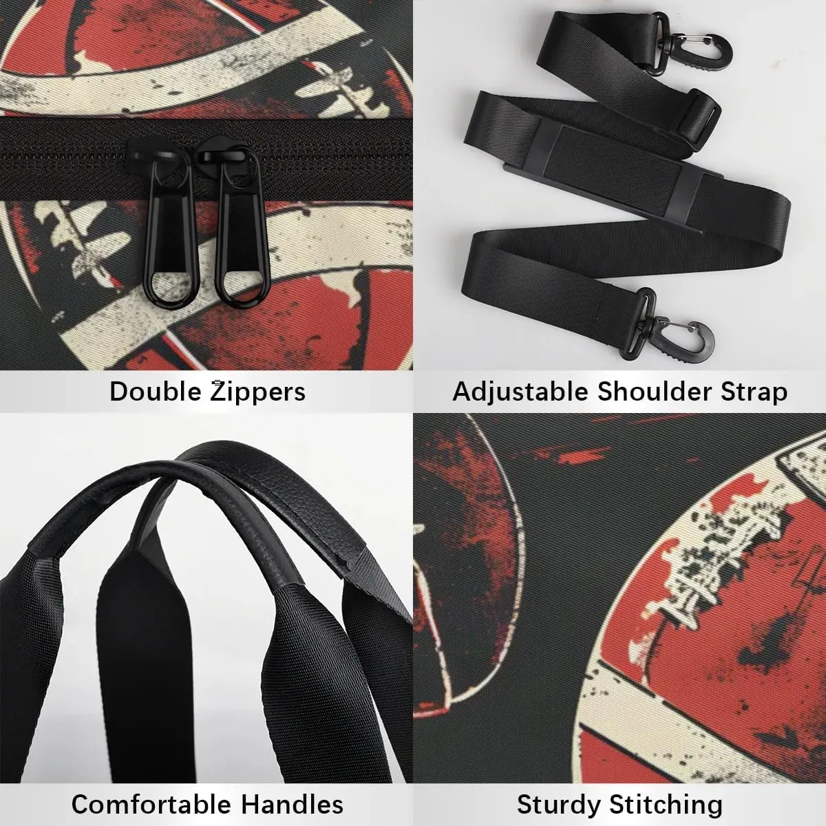 Gym Bags for Men Women Football Prints Sports Duffel Bags Carry On Travel Duffle Bag with Detachable Adjustable Shoulder Strap Overnight Weekender Bag