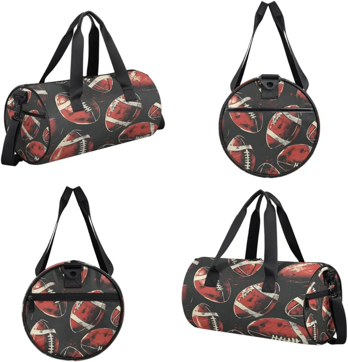 Gym Bags for Men Women Football Prints Sports Duffel Bags Carry On Travel Duffle Bag with Detachable Adjustable Shoulder Strap Overnight Weekender Bag