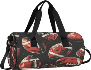 Gym Bags for Men Women Football Prints Sports Duffel Bags Carry On Travel Duffle Bag with Detachable Adjustable Shoulder Strap Overnight Weekender Bag