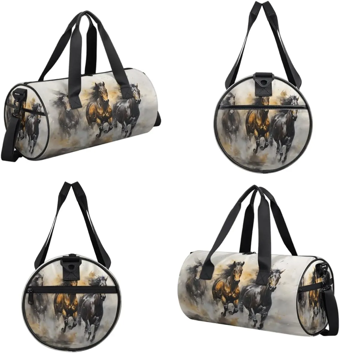Gym Bags for Men Women Galloping Horses Sports Duffel Bags Carry On Travel Duffle Bag with Detachable Adjustable Shoulder Strap Overnight Weekender Bag