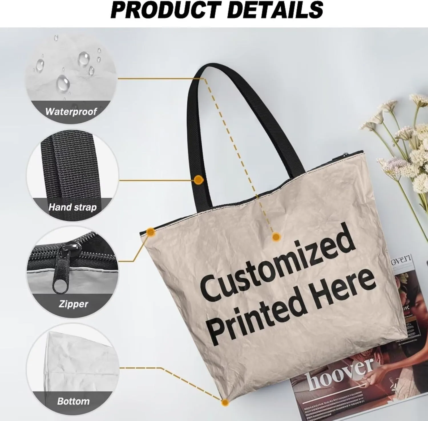 Halloween Flame Skull Women Tote Paper Bag Gothic Butterfly Foldable Tote Bag, Cow Print Large Work Commute Bag