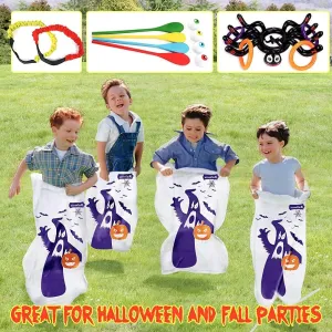 Halloween Party Favor Games, Potato Sack Race Bags, Inflatable Toss Game, Halloween Spoon Game,Legged Relay Race Bands Elastic Tie Rope for Halloween Outdoor Games (19PACK)