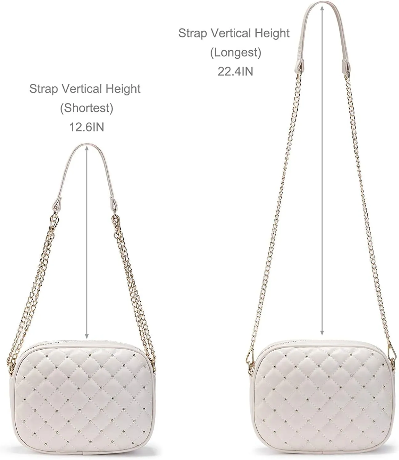 Hanbella Cross body Clutch Purses for Women & Teens - Cute Small Quilted Leather Shoulder Bag with Gold Chain for Girls