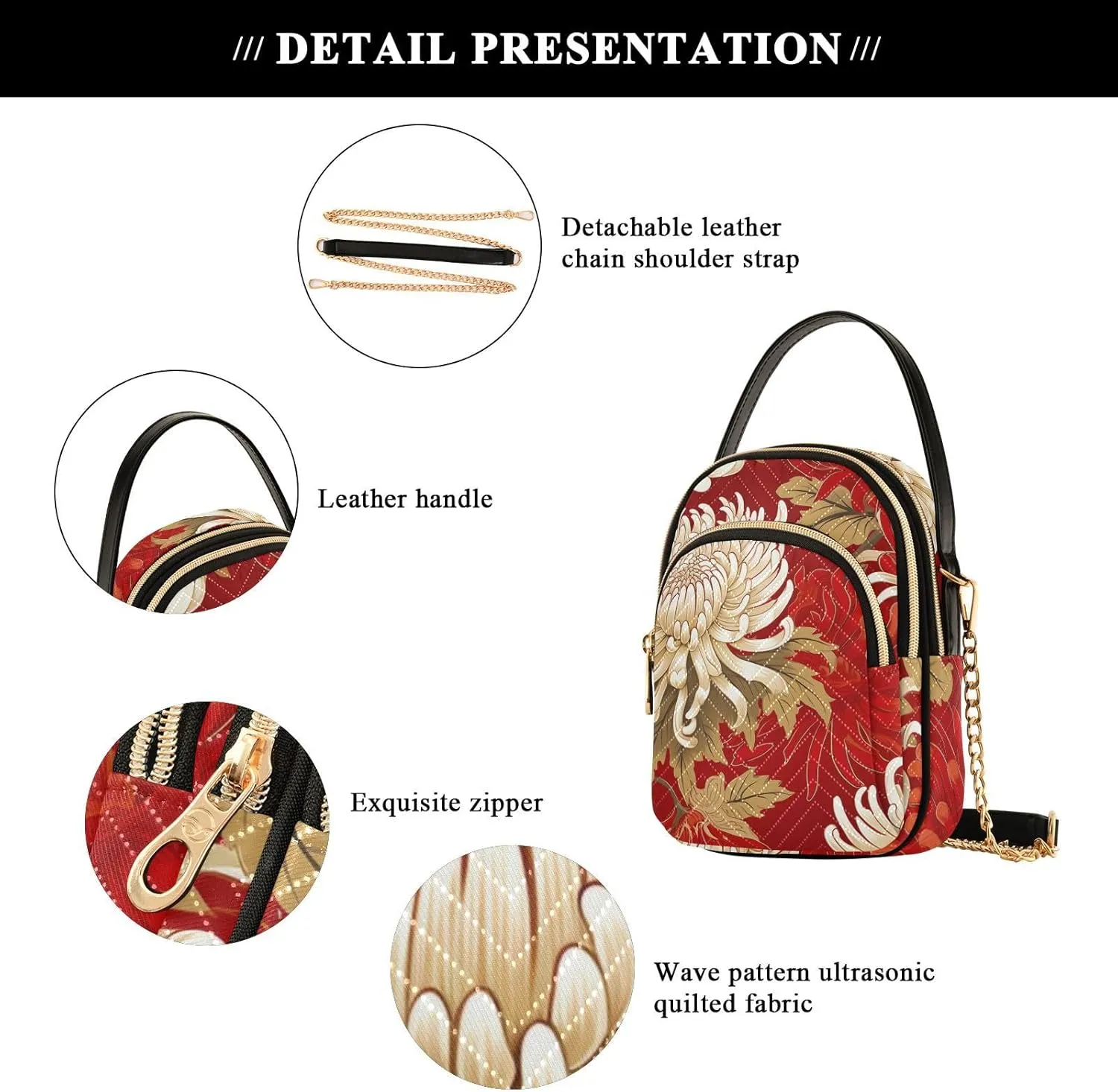 Hand Drawn Pizza Women's Crossbody Sling Handbags, Zipper Shoulder Bag, Fall Crossbody Purse