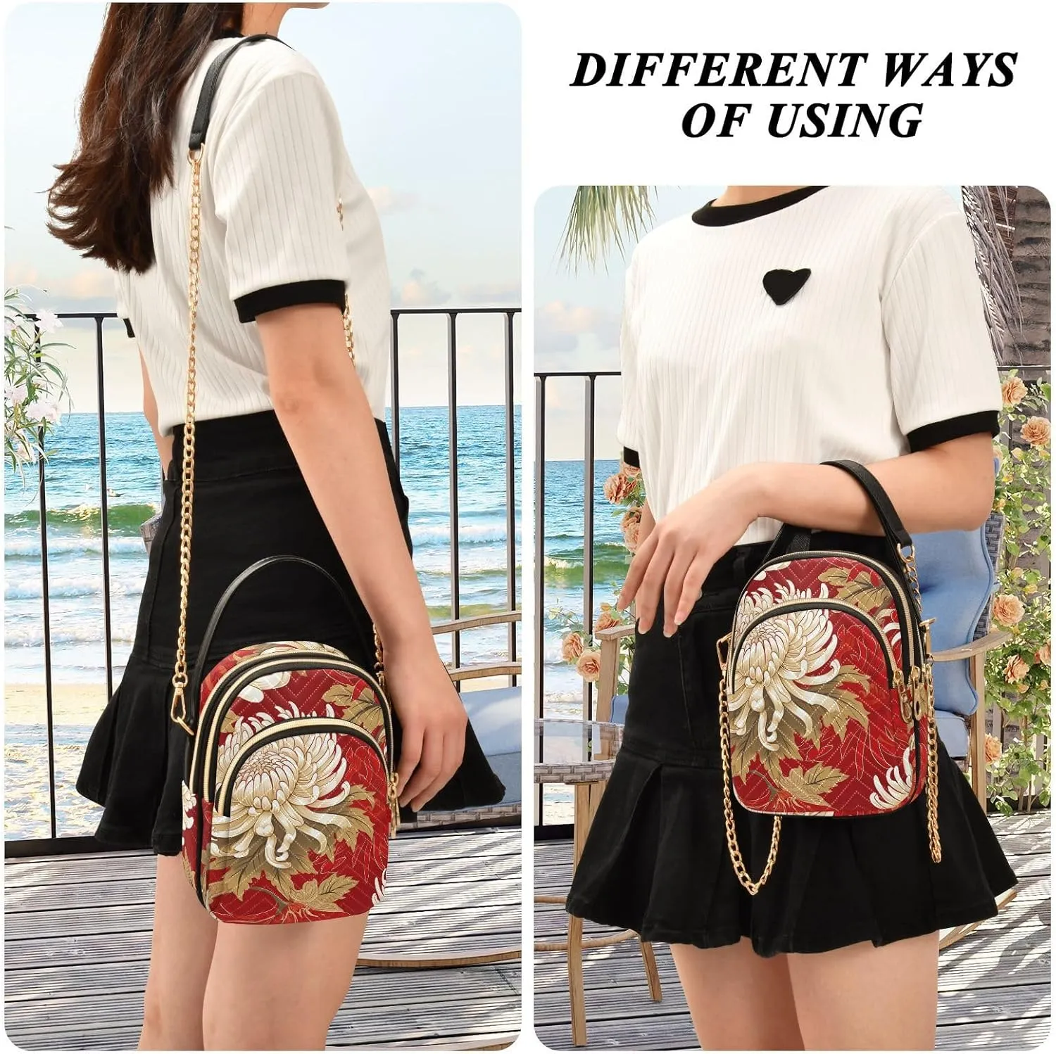 Hand Drawn Pizza Women's Crossbody Sling Handbags, Zipper Shoulder Bag, Fall Crossbody Purse