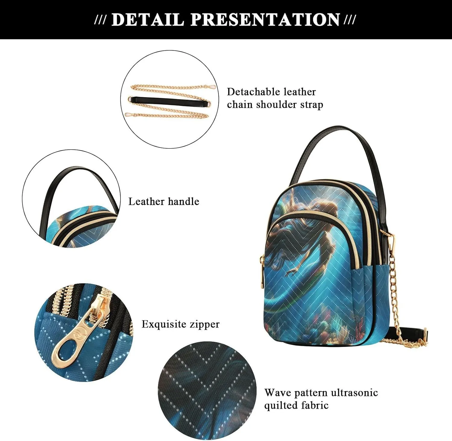Hand Drawn Pizza Women's Crossbody Sling Handbags, Zipper Shoulder Bag, Fall Crossbody Purse