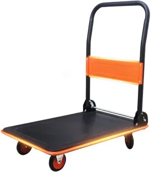 Hand Truck, Ultra-Quiet Flatbed Folding Cart Trolley Cart Logistics Warehousing Tool Cart Four-Wheeled Hand Truck Load 300KG Outdoors Travel