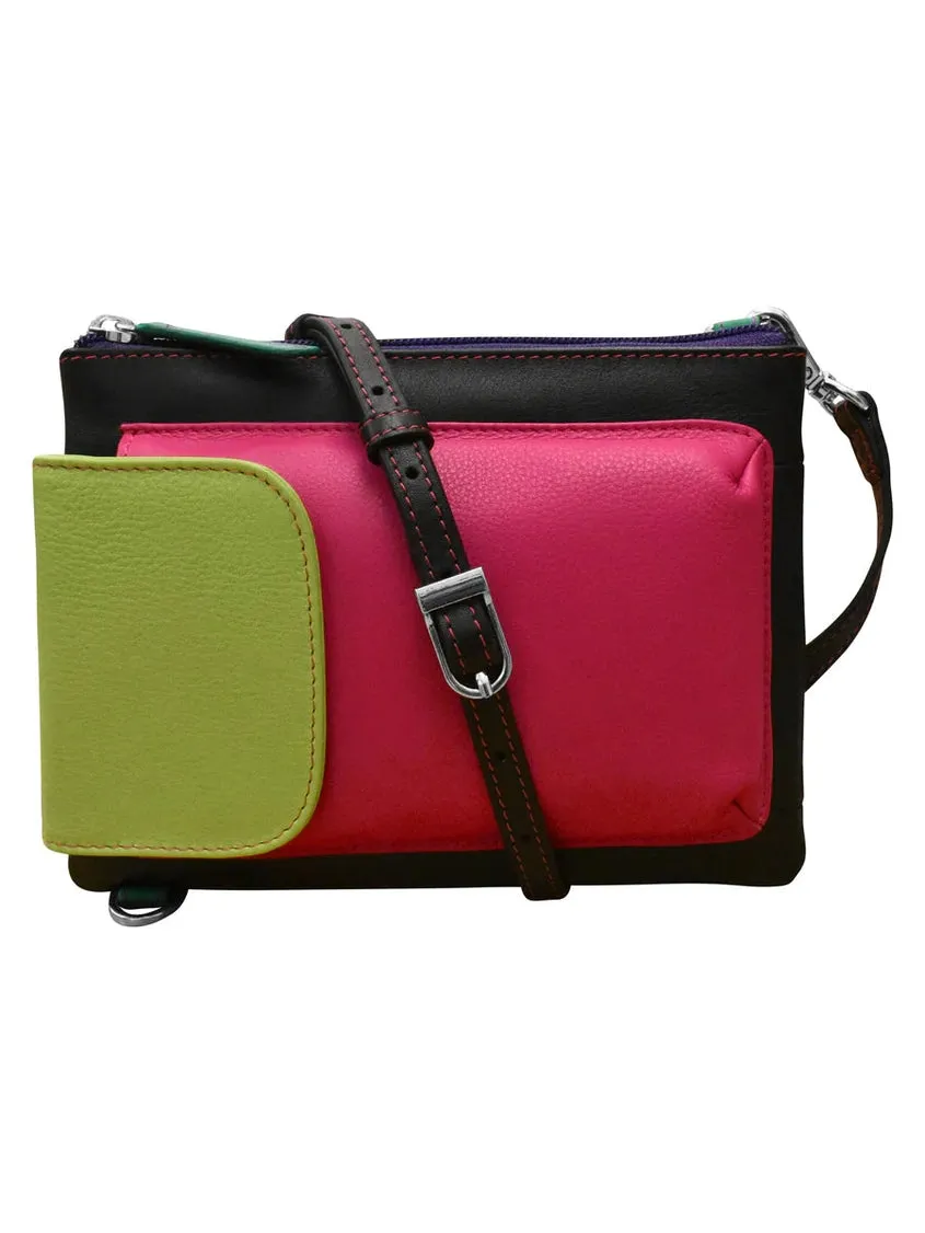 Handbag Cell Phone Black Brights Leather RFID Blocking 6040