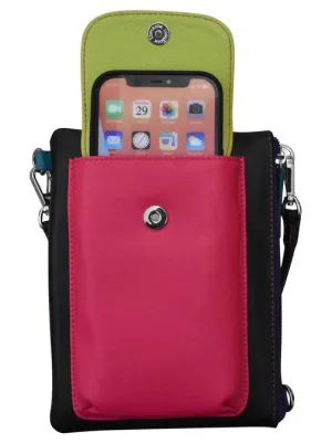 Handbag Cell Phone Black Brights Leather RFID Blocking 6040