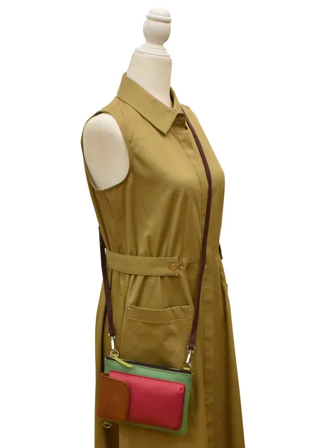 Handbag Cell Phone Sage Multi Leather RFID Blocking 6040