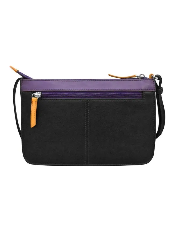 Handbag Front Pocket Phone Bag Black Brights Leather RFID Blocking 6046