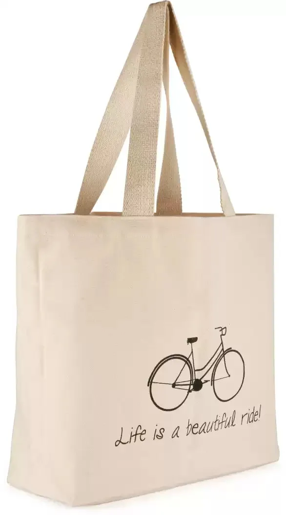 Handmakers Canvas Black Printing  Hand Bag for Daily Shopping Use  set of 2
