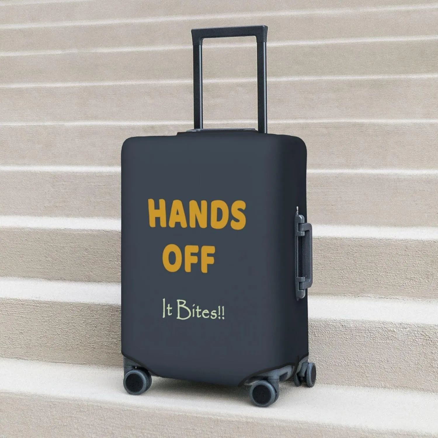 Hands Off It Bites Travel Luggage Cover Fits 18-32 Inch Luggage, Elastic Suitcase Cover Protector with Concealed Zipper for Wheeled Suitcase Travel Accessories