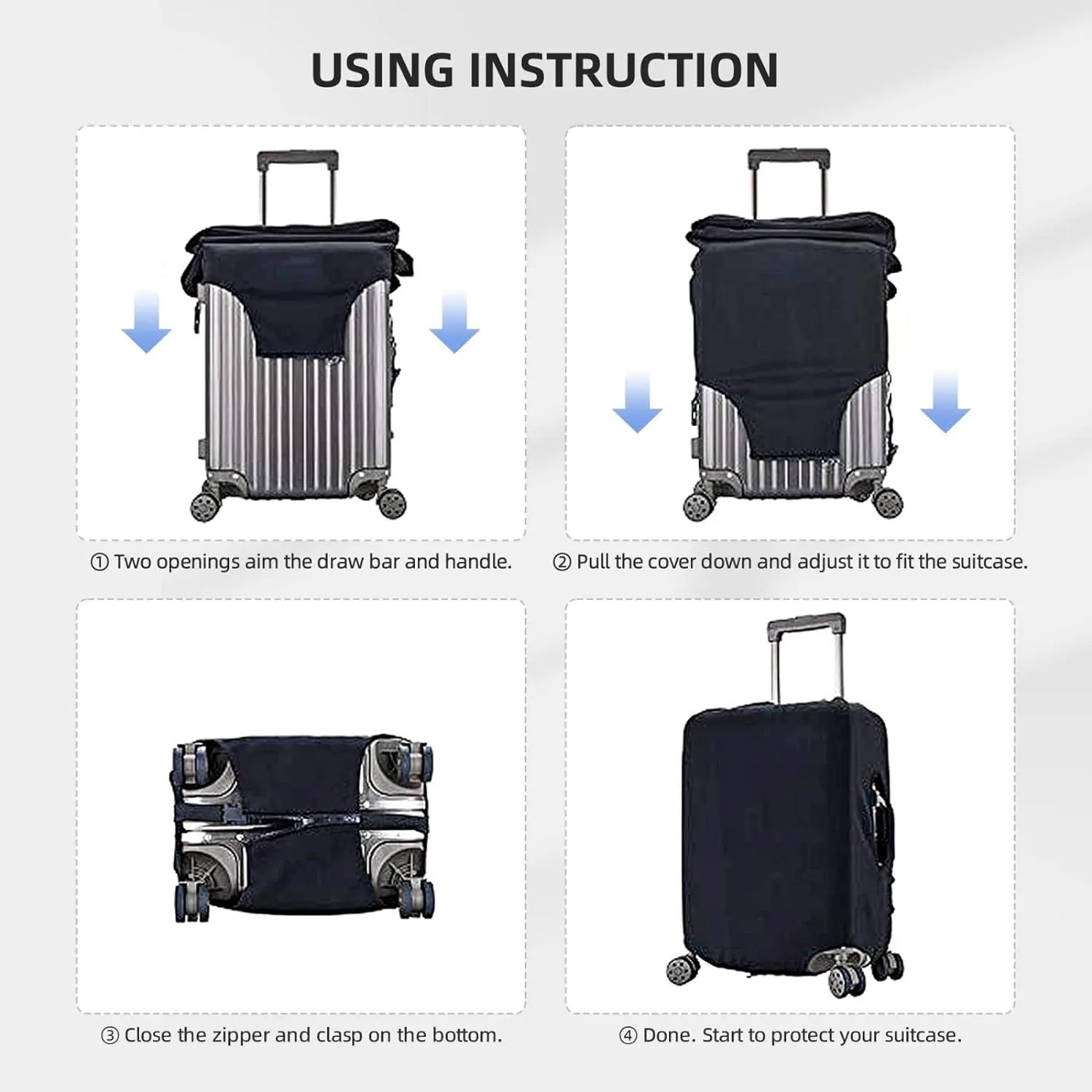 Hands Off It Bites Travel Luggage Cover Fits 18-32 Inch Luggage, Elastic Suitcase Cover Protector with Concealed Zipper for Wheeled Suitcase Travel Accessories