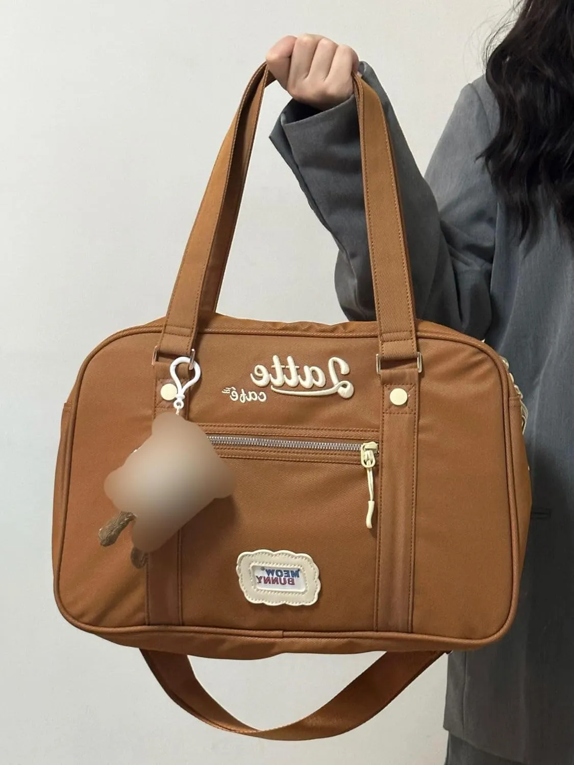 Harajuku Shoulder Bag Cute Book Bag with Pendant Kawaii Messenger Tote Bag Aesthetic Commuter Bag for Women