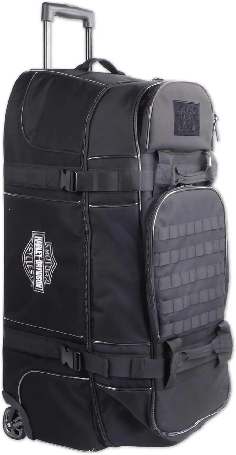 Harley-Davidson Rugged Polyester Large Rolling Duffel Bag - Black (33")