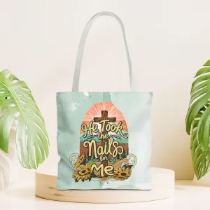 He Took The Nails For Me Tote Bag - Christian Tote Bag - 16"