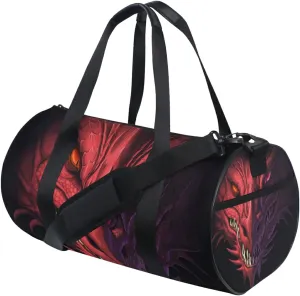 Head Of Angry Red Dragon Gym Duffel Bag Canvas Travel Weekender Luggage Handbag for Men Women