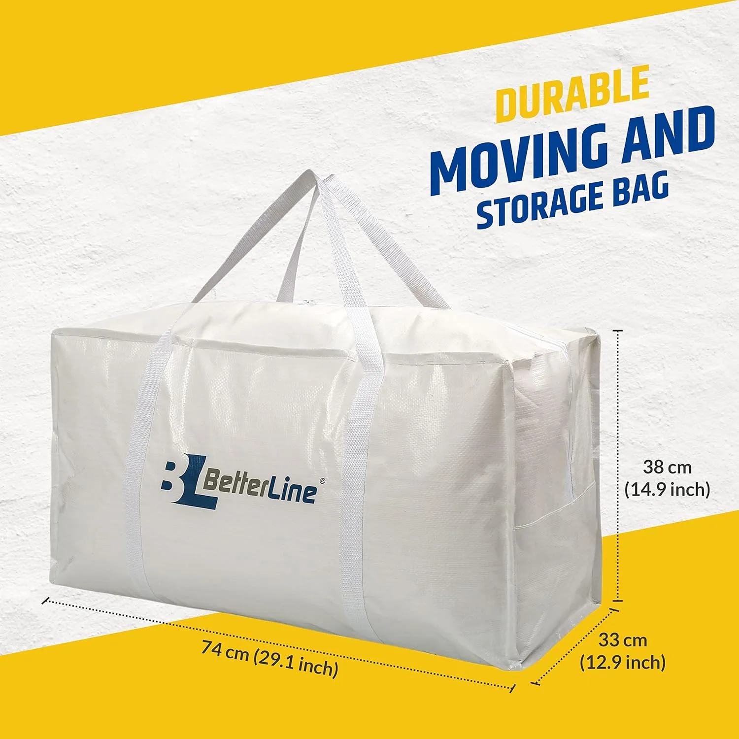 Heavy Duty Moving and Storage Bag,29"x13"x15" Inches Tote with Reinforced Handle,Holds up to 65 lbs.,Tear and Water Resistant,Multi-Purpose and Foldable Double Zipper Polypropylene Bag,Set of 4