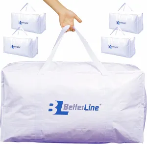Heavy Duty Moving and Storage Bag,29"x13"x15" Inches Tote with Reinforced Handle,Holds up to 65 lbs.,Tear and Water Resistant,Multi-Purpose and Foldable Double Zipper Polypropylene Bag,Set of 4
