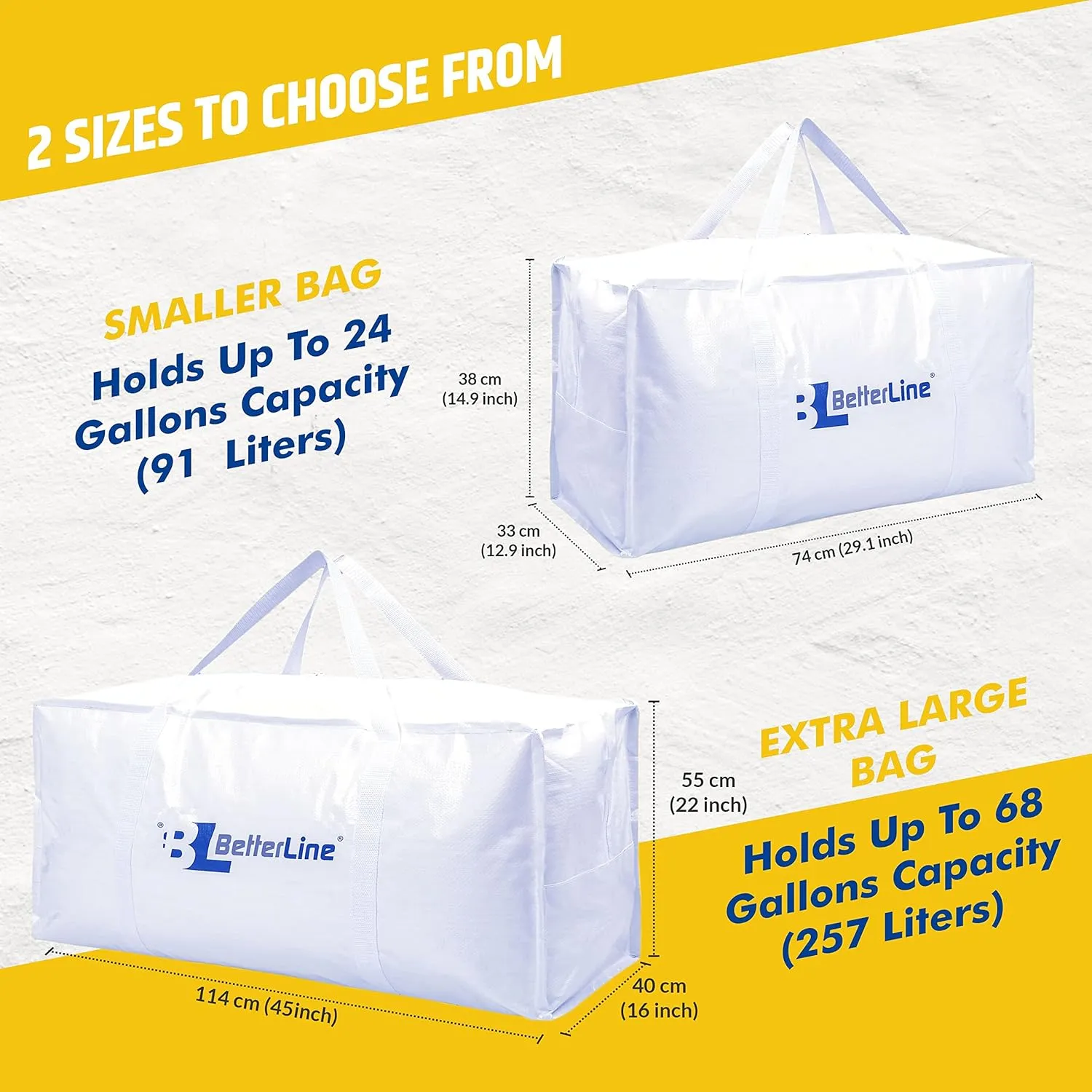 Heavy Duty Moving and Storage Bag,29"x13"x15" Inches Tote with Reinforced Handle,Holds up to 65 lbs.,Tear and Water Resistant,Multi-Purpose and Foldable Double Zipper Polypropylene Bag,Set of 4
