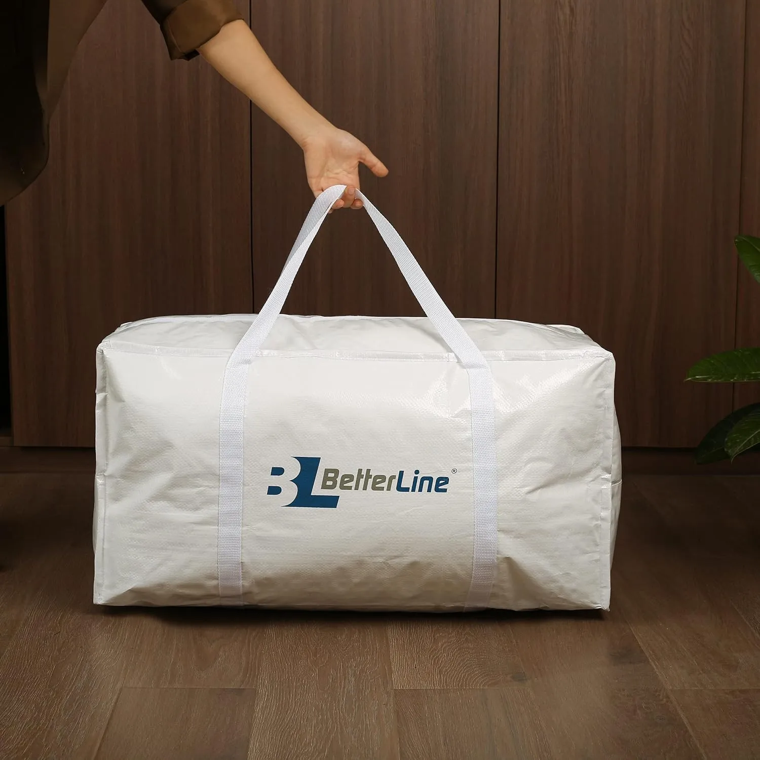 Heavy Duty Moving and Storage Bag,29"x13"x15" Inches Tote with Reinforced Handle,Holds up to 65 lbs.,Tear and Water Resistant,Multi-Purpose and Foldable Double Zipper Polypropylene Bag,Set of 4