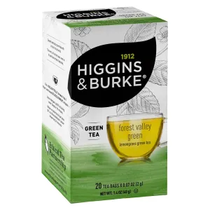 Higgins & Burke Forest Valley Green, Lemongrass Green Tea, 20 Count (Pack of 6), 120 Total Tea Bags