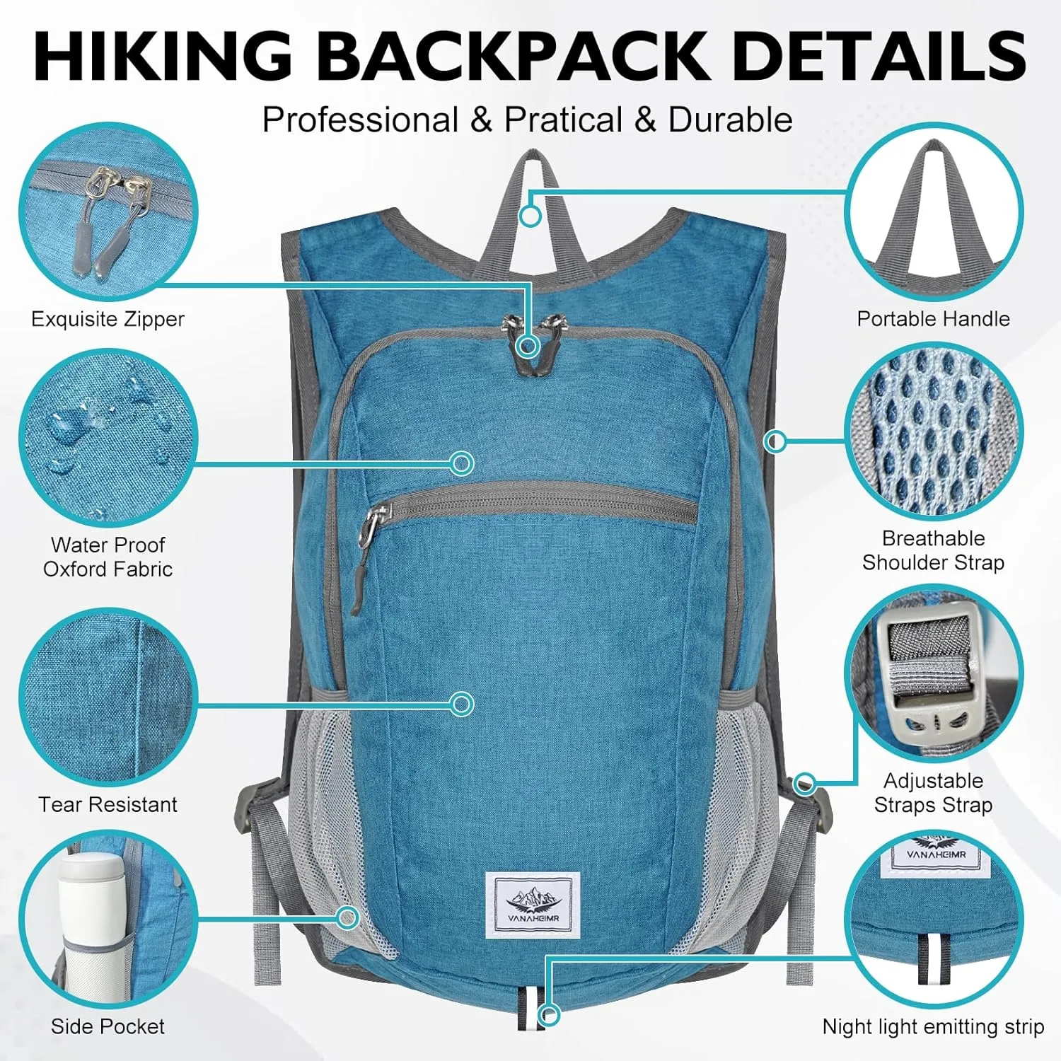 Hiking Backpack Small Lightweight Packable Foldable foldable backpack Packable Camping Hiking for Backpack (A-teal Blue)