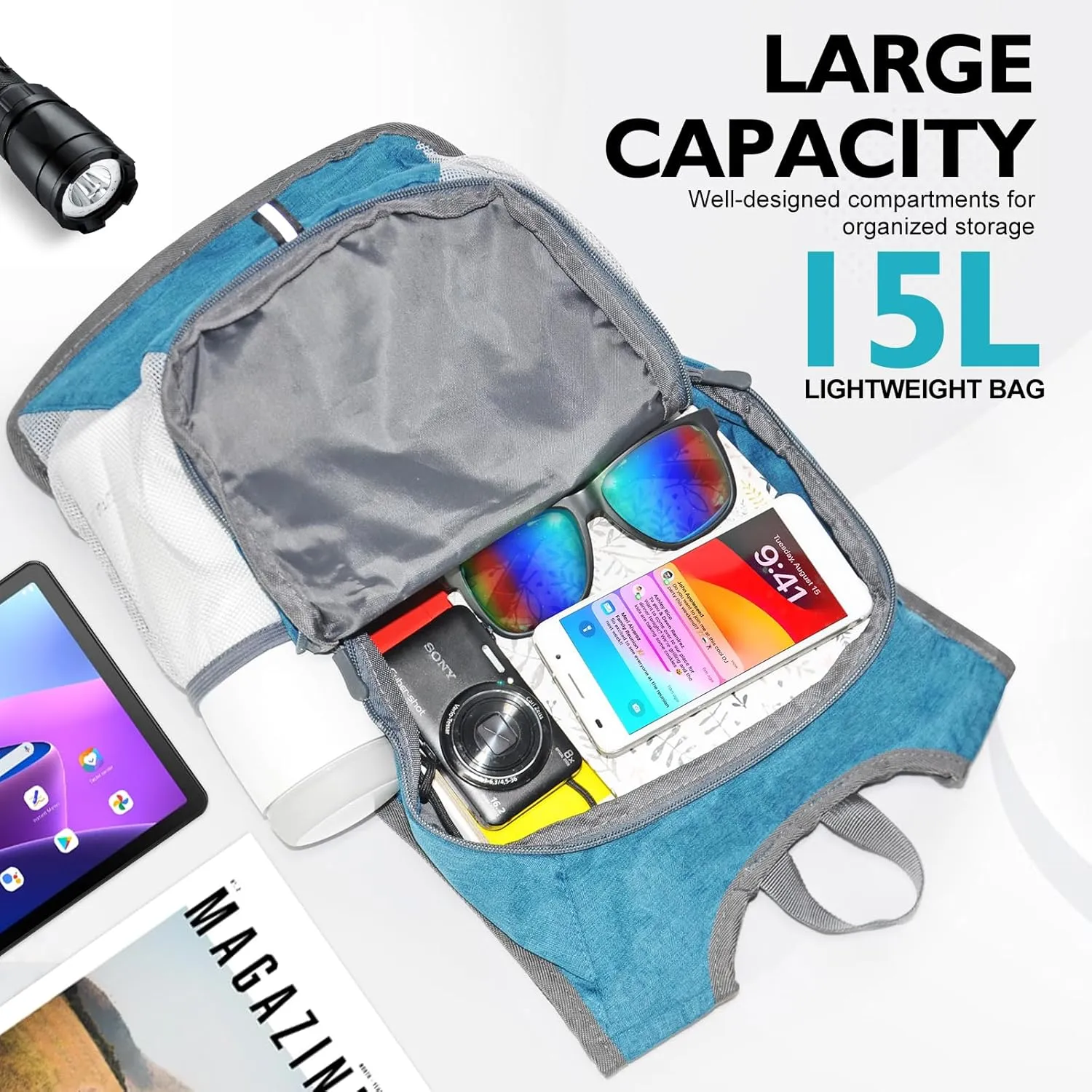 Hiking Backpack Small Lightweight Packable Foldable foldable backpack Packable Camping Hiking for Backpack (A-teal Blue)