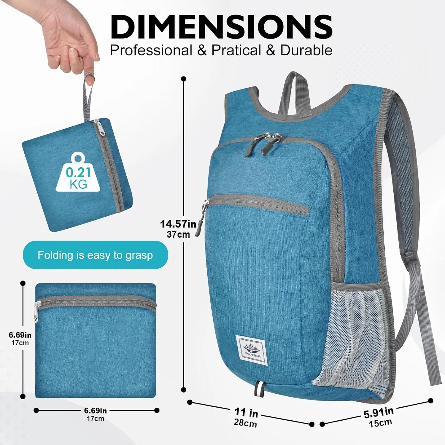 Hiking Backpack Small Lightweight Packable Foldable foldable backpack Packable Camping Hiking for Backpack (A-teal Blue)