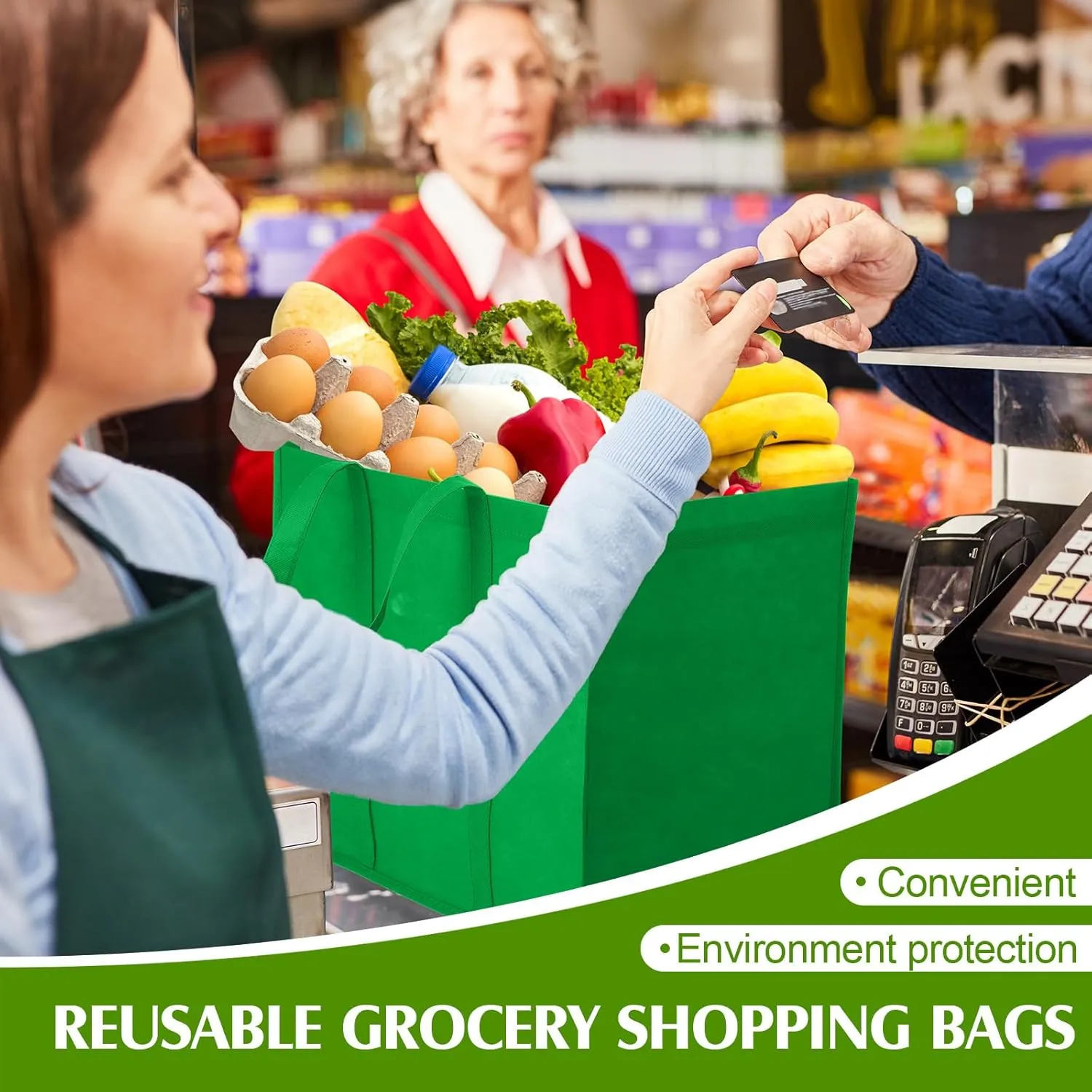 Hillban 30 Pack Reusable Grocery Bags Bulk Large Shopping Bags Washable Foldable Heavy Duty Totes Storage Bags with handles