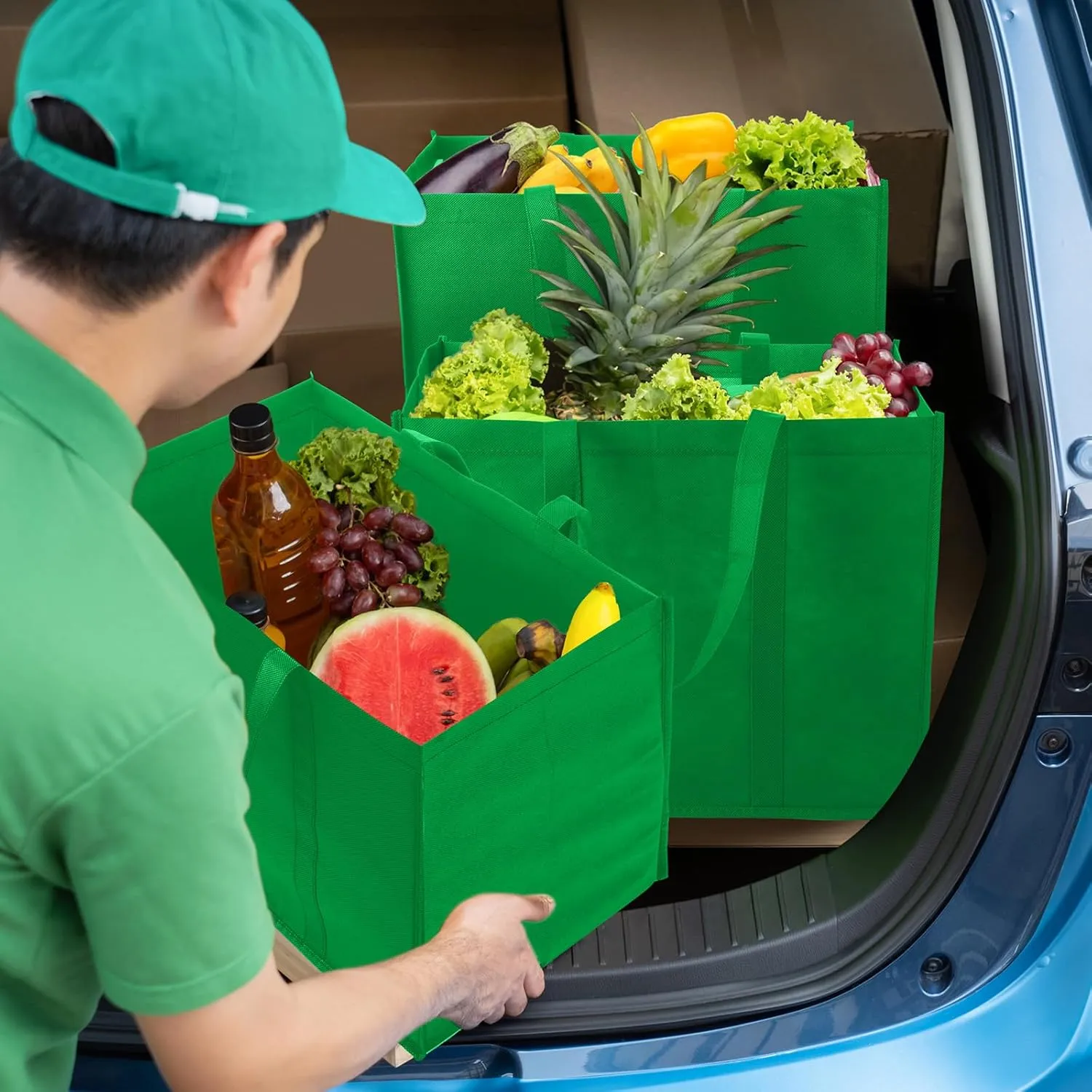Hillban 30 Pack Reusable Grocery Bags Bulk Large Shopping Bags Washable Foldable Heavy Duty Totes Storage Bags with handles