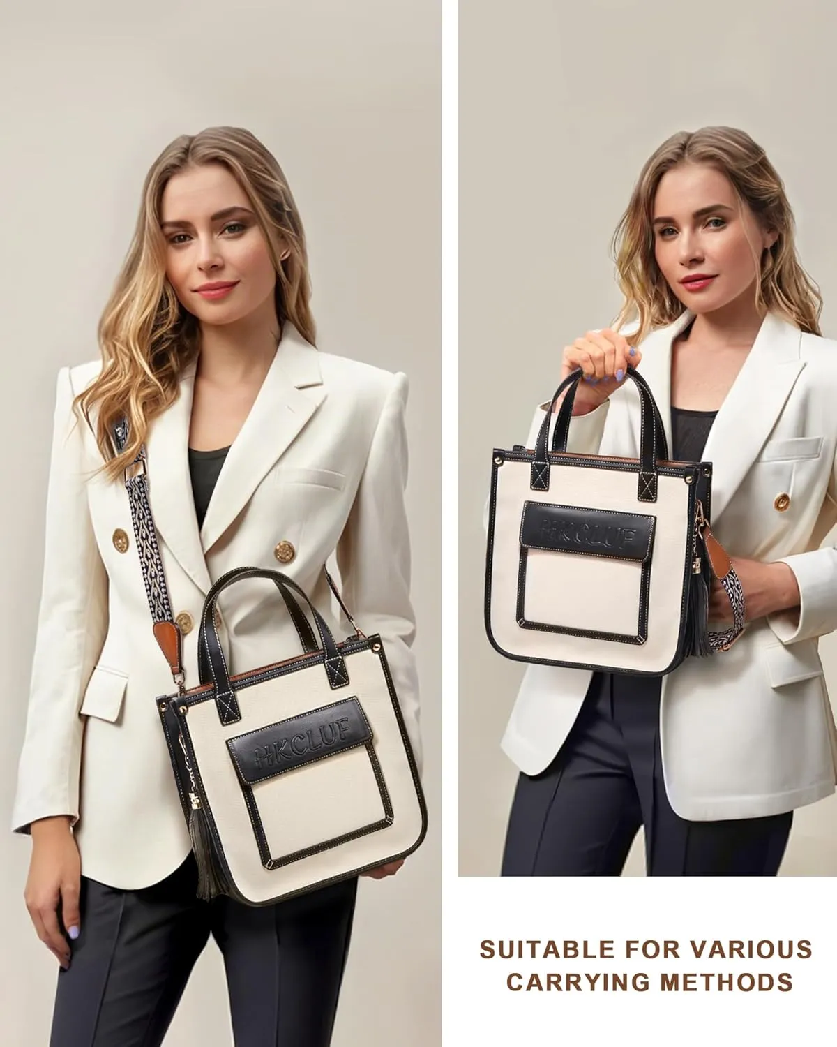 HKCLUF Tote Bag for Women,Vegan Leather Crossbody Bags for Women,Shoulder Bags Handbag with Adjustable Strap for Work,Travel