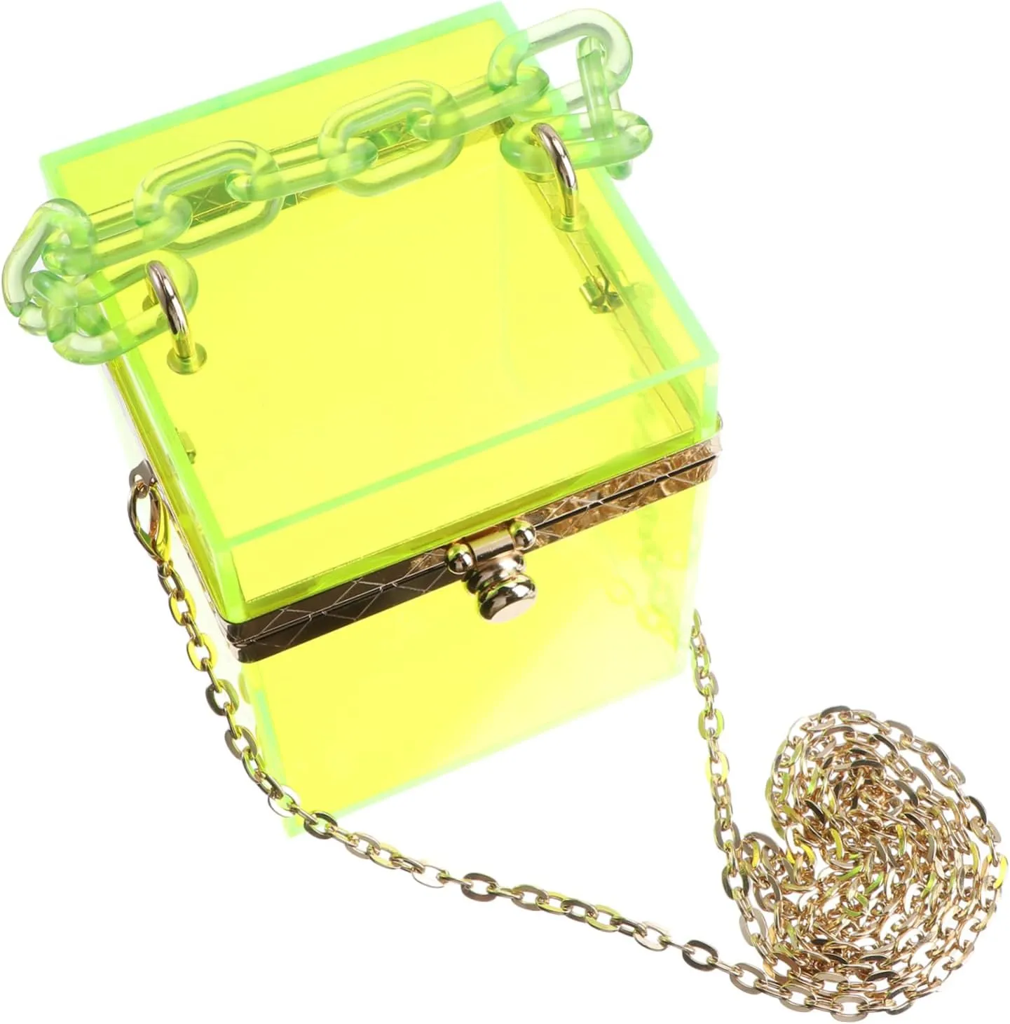 Homoyoyo 1Pc Acrylic Transparent Square Box Bag Stylish Cross Body Handbag for Women Single Shoulder Messenger Bag