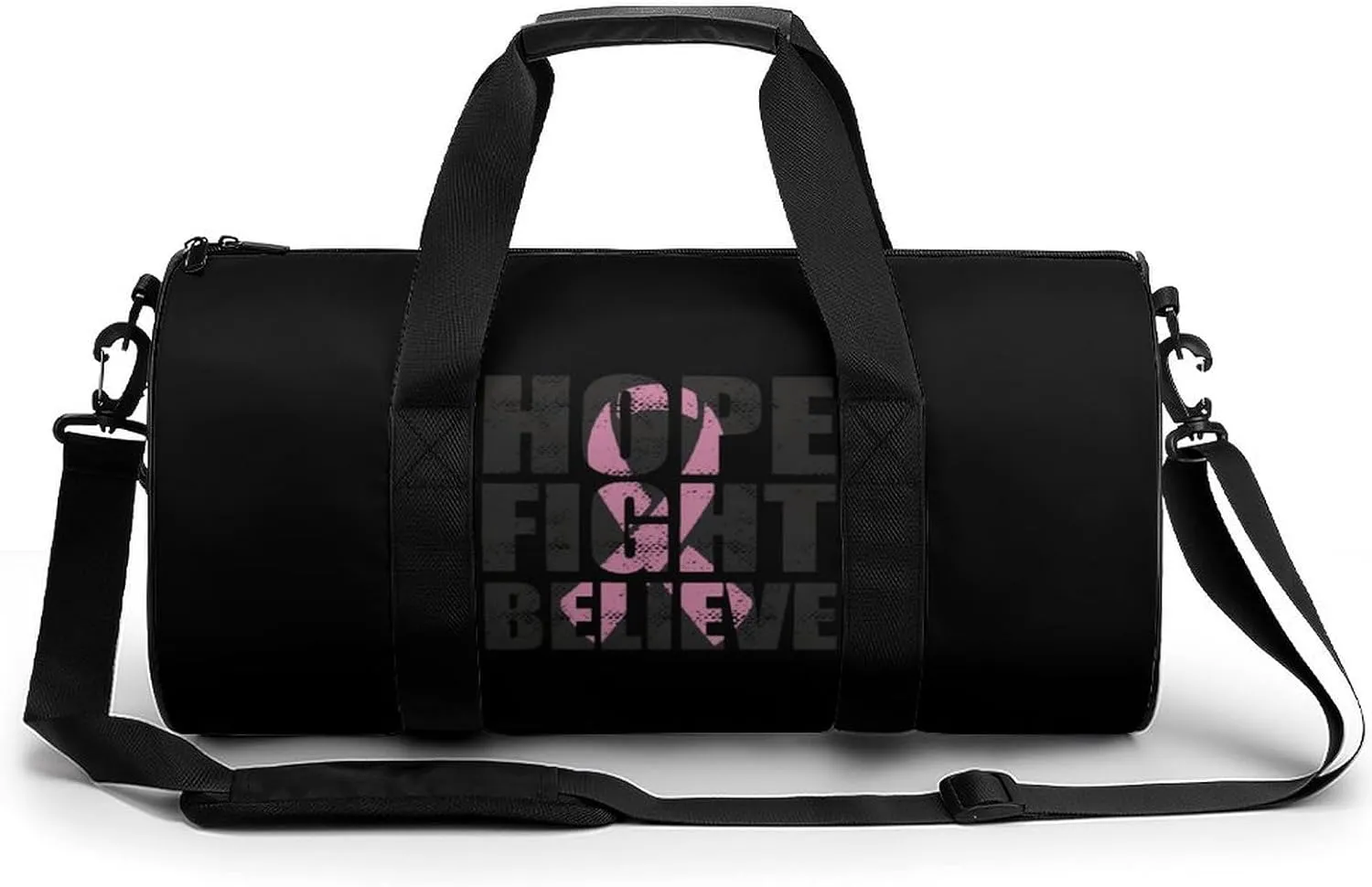 Hope Fight Believe - Breast Cancer Sports Gym Bag Portable Duffel Bag Travel Workout Bag with Adjustable Strap for Men Women