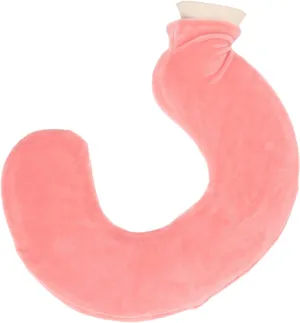 Hot Water Bottle, Pillow Hot Water Bag U Shaped Hot Water Bottle Warm Neck Soft Rubber Hot Water Bag with Detachable Cloth Cover (Flesh Red)