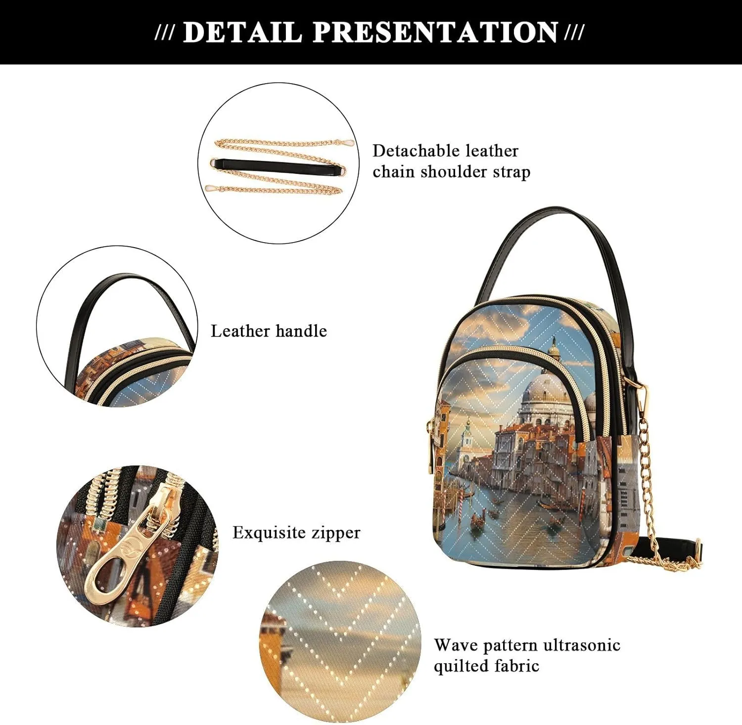 Houses on each Side of the Water Women's Crossbody Handbags, Fashion Crossbody Bag Phone Purses with Crossbody Strap