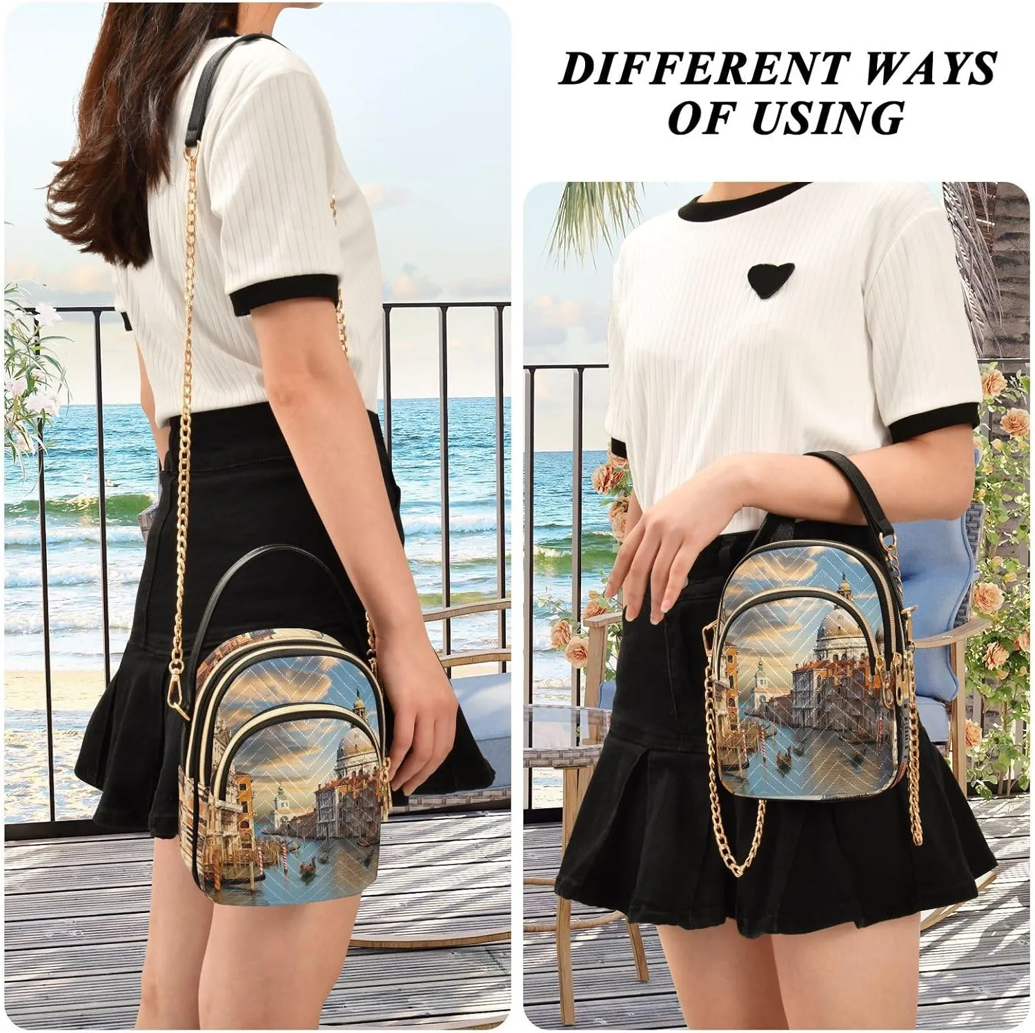 Houses on each Side of the Water Women's Crossbody Handbags, Fashion Crossbody Bag Phone Purses with Crossbody Strap
