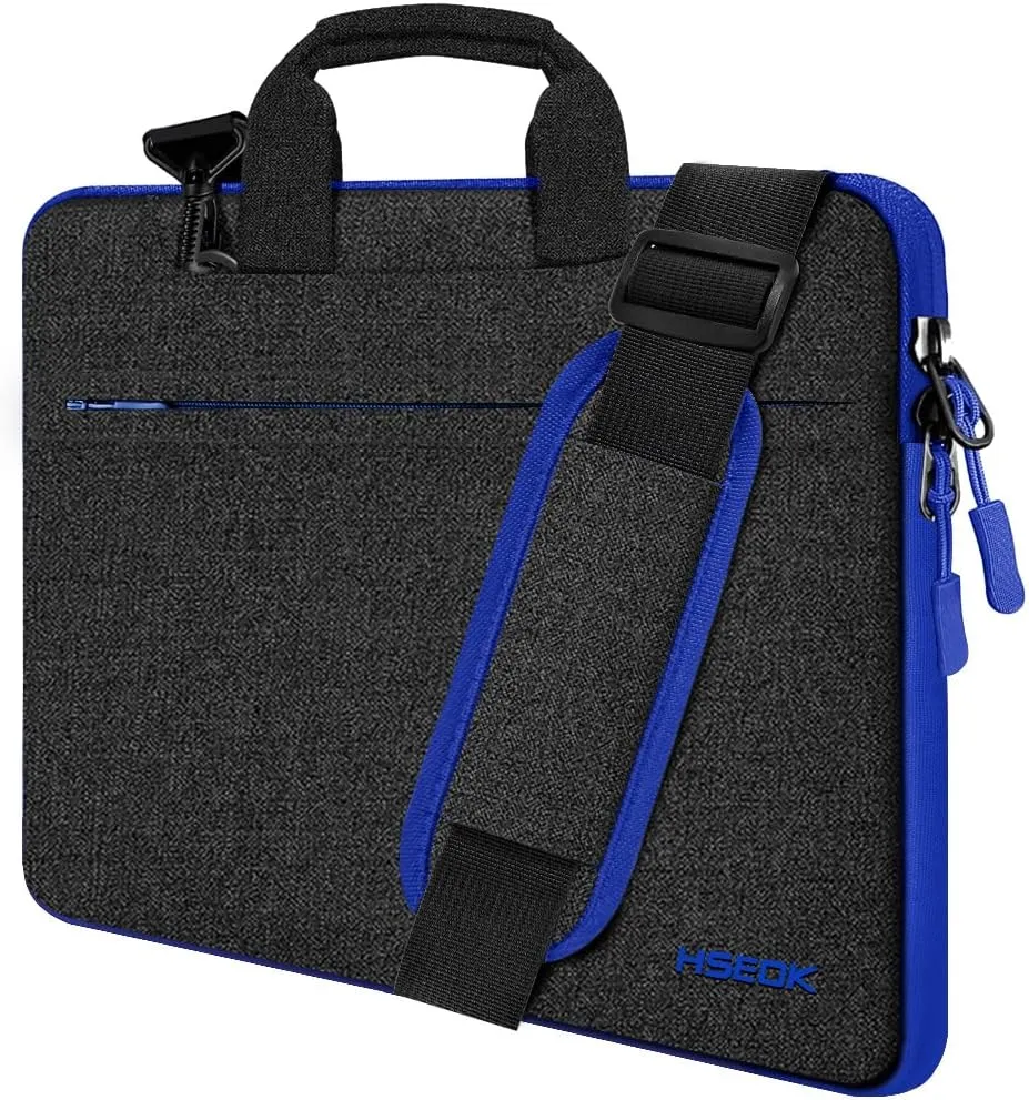Hseok Laptop Shoulder Bag 15 15.6 16 Inch Briefcase, Compatible MacBook Pro 16 inch 2025-2019 M4 M3 M2 M1, Mac 15.4", XPS 15 and Most 15-16 inch Notebooks, Spill-Resistant Handbag, Black & Blue