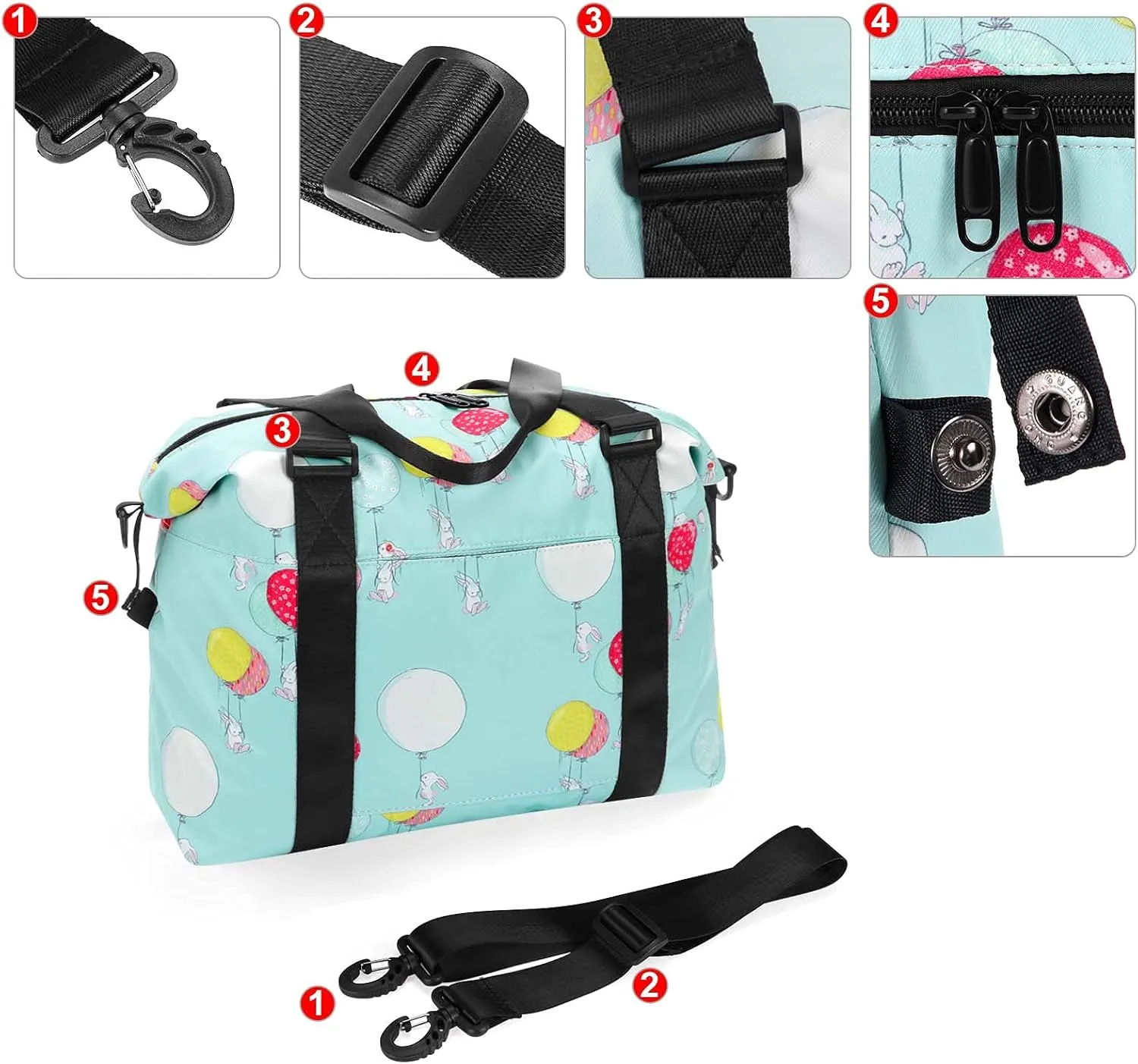 HUA ANGEL Travel Duffel Bag - Medium Size Weekend Overnight Tote Bag for Gym, Sports, Workout - Unisex Fitness Bag with Strap